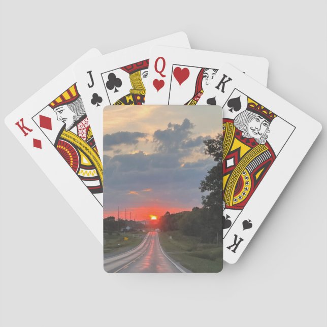 Baralho Pôr do sol na estrada Cartões de jogar (Verso)