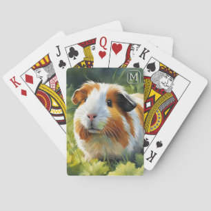 Baralho Porquinho-da-índia Aquarela Pet Fofo Monogramado