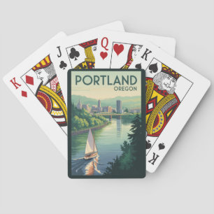 Baralho Portland Oregon Skyline Viagem Art Vintage