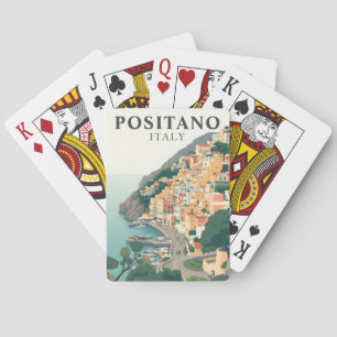 Baralho Positano, Itália Cena de Viagem Antiga Costa Amalf