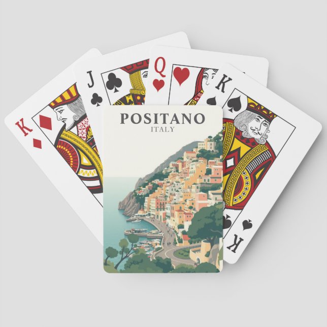 Baralho Positano, Itália Cidade Vintage  (Verso)