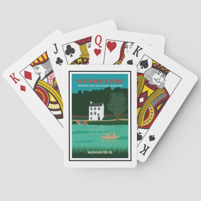 Baralho Poster de viagens Retro Fletcher Cove Washington D (Verso)