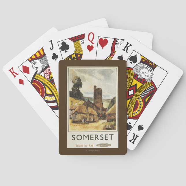 Baralho Poster Railway britânico da cena histórica da vila (Verso)