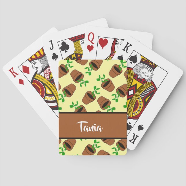 Baralho Pote verde de terracotta em amarelo (Verso)