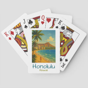 Baralho Praia de Retro Honolulu Hawaii Waikiki