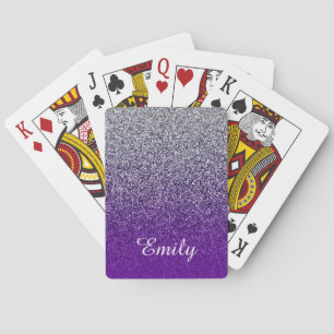 Baralho Prata Glitter Ombre Roxo Personalizado