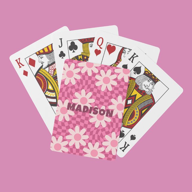 Baralho Presente Personalizado com Nome Hippie Groovy Pink (Criador carregado)