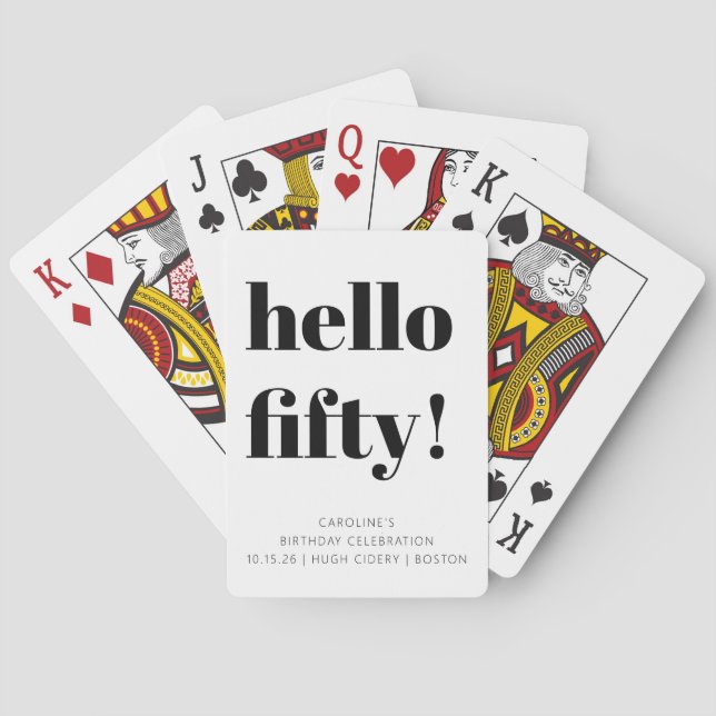 Baralho Preto e Branco Moderno 50º Aniversário Personaliza (Verso)