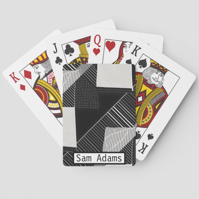 Baralho Preto e Branco Moderno Misturado Geométrico (Verso)