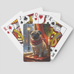 Baralho Pug com Férias das Luzes de Natal
