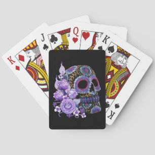 Baralho Purple Floral Black Sugar Skull Dia Dos Mortos