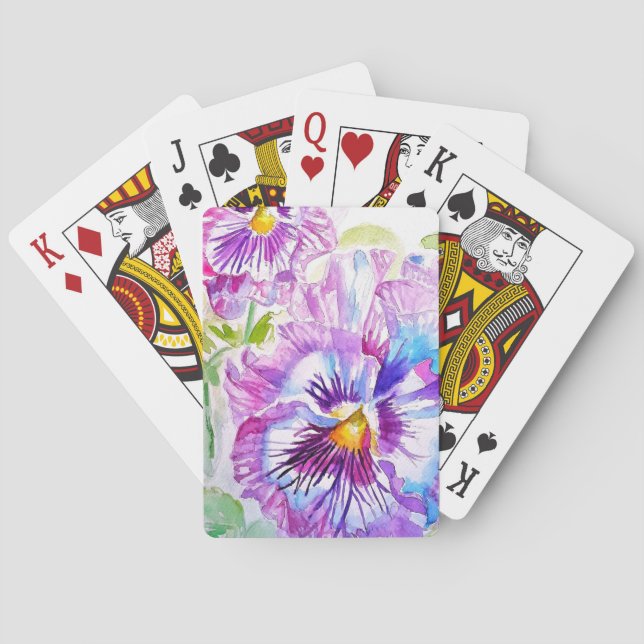 Baralho Purple Pansy Watercolour Flower Playing Cards Set (Verso)