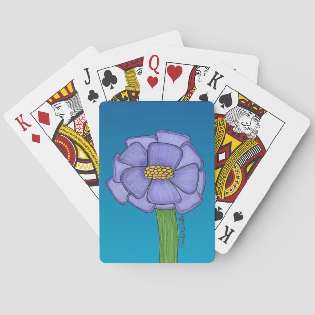 Baralho Purple Square Flower with Blue background (Verso)