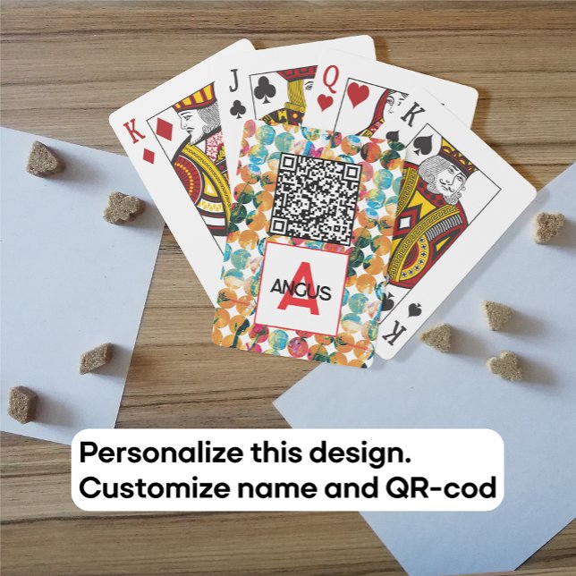 Baralho QR-code Azul Laranja Grunge Círculo Abstrato Moder (Criador carregado)