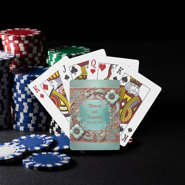 Baralho Quadro Elegante de Turquesa de Cobre Personalizáve (Criador carregado)