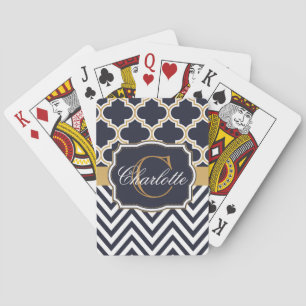 Baralho Quatrefoil Chevron Monograma
