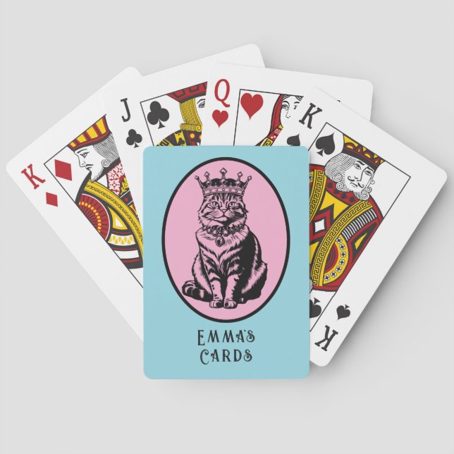 Baralho Queen of Hearts Cat Personalized Cards (Verso)