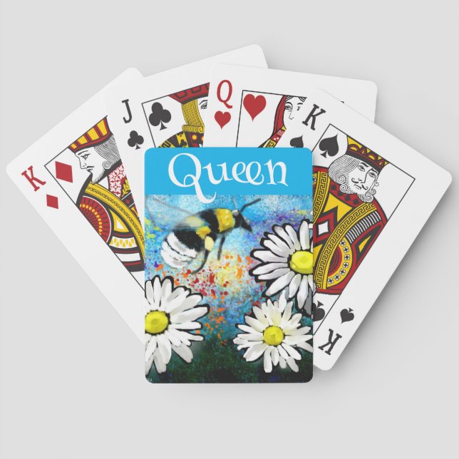 Baralho Rainha Bee Whimsical Bumblebee em pintura de Daisi (Verso)