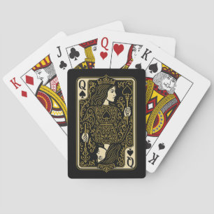 Baralho Rainha dos Espadas - Negro e Dourado Filigre Real