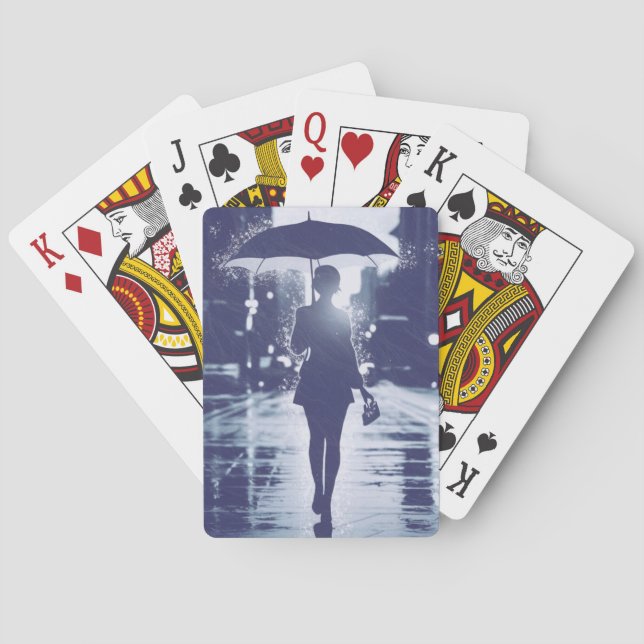 Baralho Rainha dos Guarda-chuvas Silhouette Poker Jogando  (Verso)