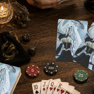 Baralho Rainha Dragão Gótica de Inverno Branca Elegante Fa