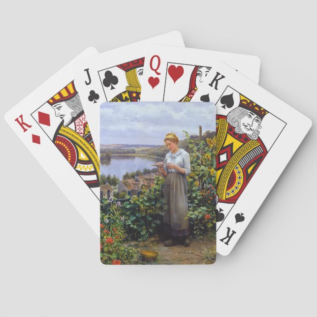 Baralho Rapariga e sua Pet Dove (Jovem e Pássaro) (Verso)