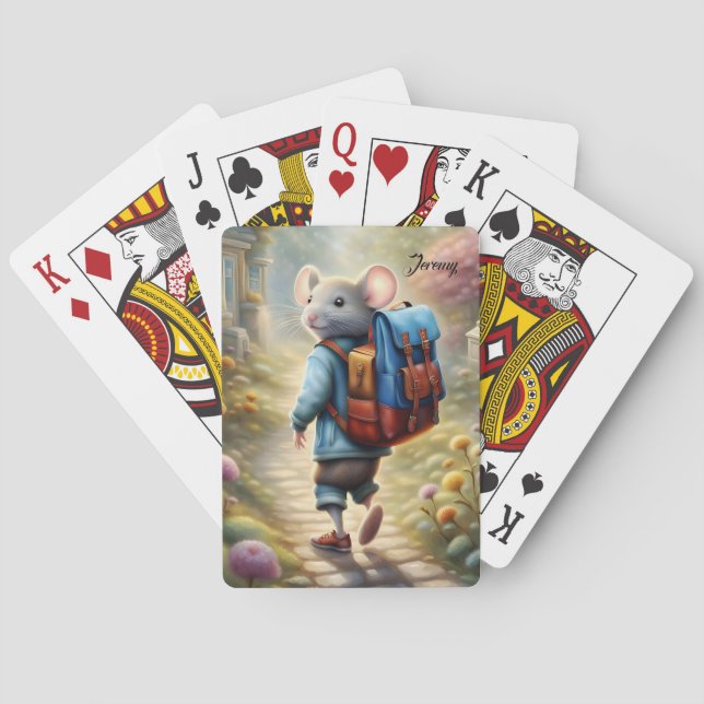 Baralho Rapaz giro a caminho da escola, personalizado (Verso)