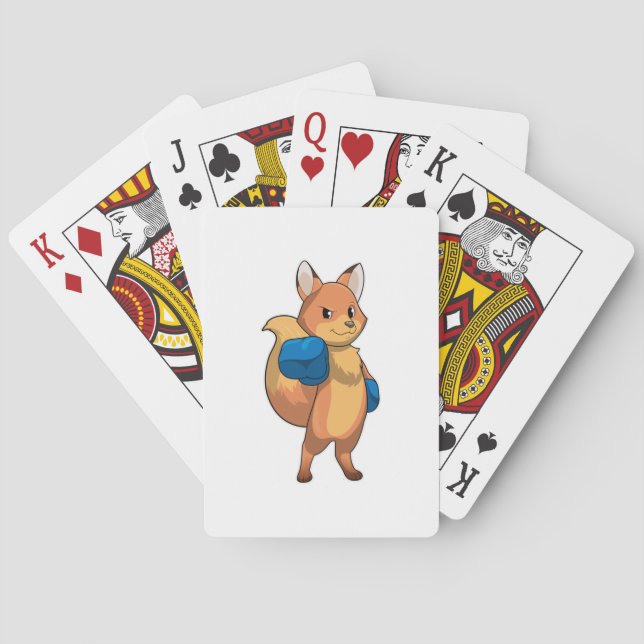 Baralho Raposa como boxer com luvas in a box (Verso)