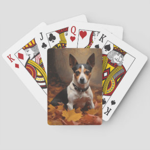 Baralho Rat Terrier nas Folhas de Outono Caem Inspiração