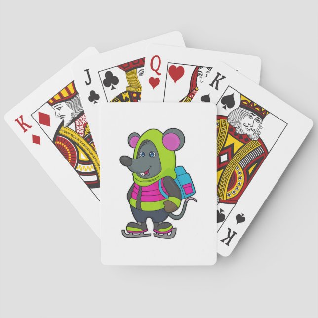 Baralho Rato no gelo com skates de gelo e mochila.pn (Verso)