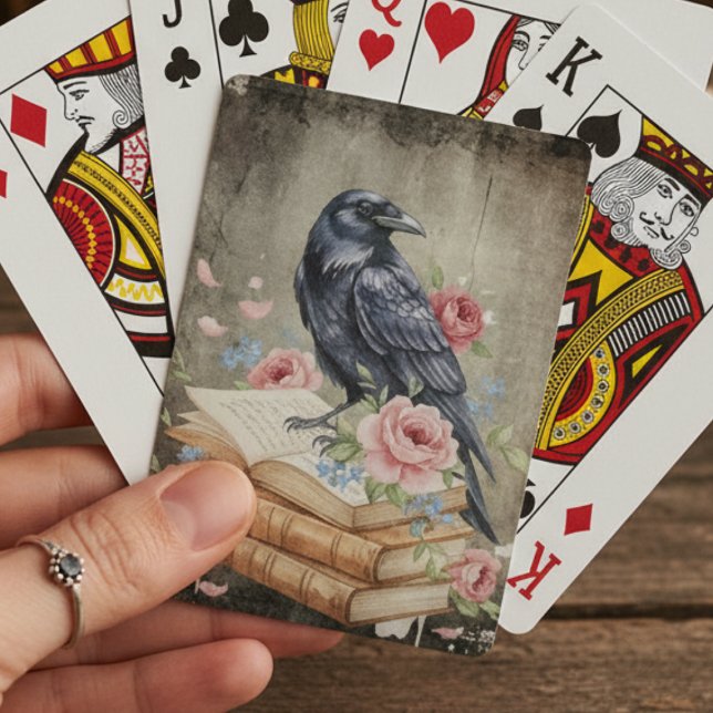 Baralho Raven & Roses - Vintage Floral (Dark Academia Raven, Books and Roses playing cards
)