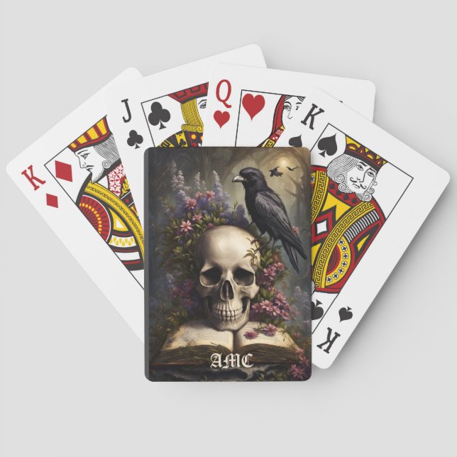 Baralho Raven Skull Book e Flores (Verso)
