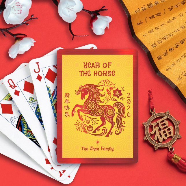 Baralho Red Foil Horse 2026 Chinese Lunar New Year Yellow (Criador carregado)