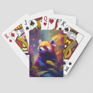 Baralho Red Panda Animal Retrato Pintura Floresta Selvagem