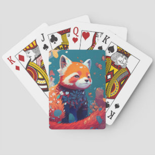 Baralho Red Panda Animal Retrato Pintura Floresta Selvagem