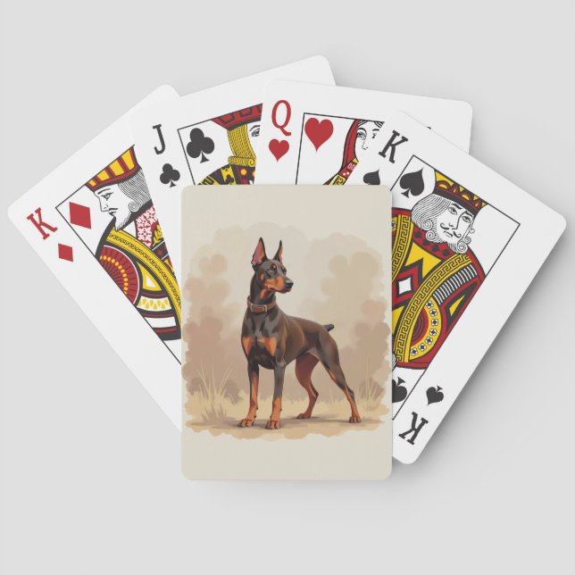 Baralho Red Rust Brown Doberman Pinscher Dog (Verso)