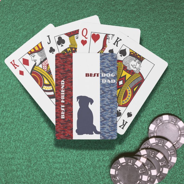 Baralho Red White Blue Best Dog Pai Amigo (Best Dog Dad, Best Friend personalized playing cards. A great idea for Father's Day and July 4th!)