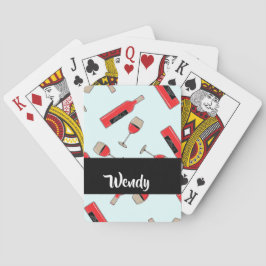 Baralho Red wine bottles and glasses pattern