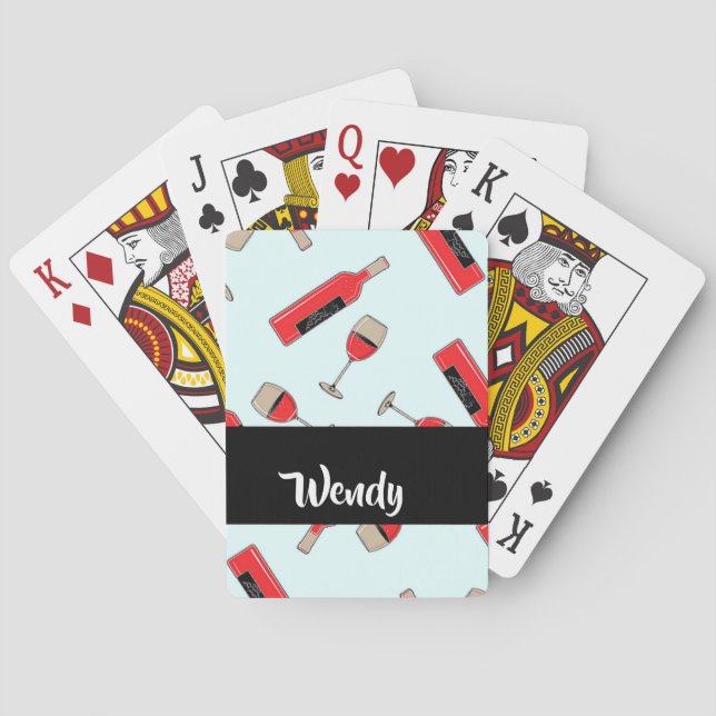 Baralho Red wine bottles and glasses pattern (Verso)