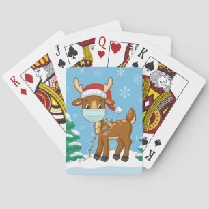 Baralho Reindeer Vestindo Uma Máscara De Natal