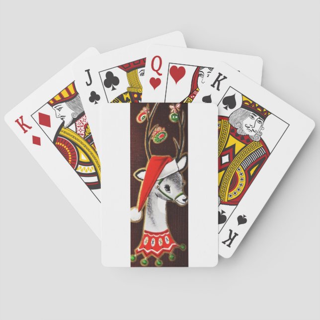 Baralho Rena bonita do meio século do vintage (Verso)