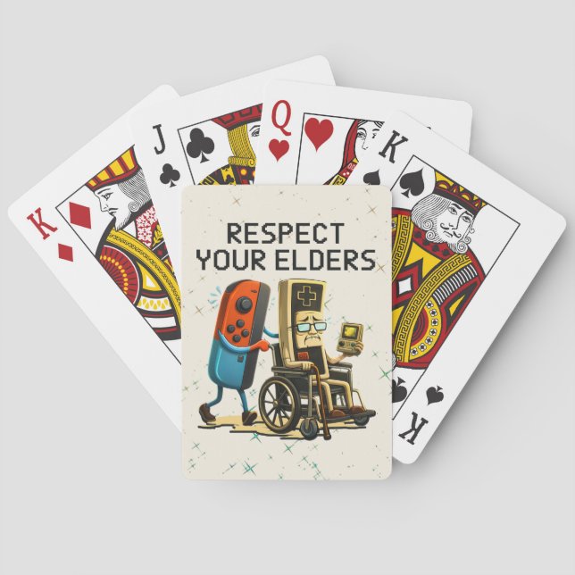 Baralho Respect Your Elders Gaming Control Retro Funny (Verso)
