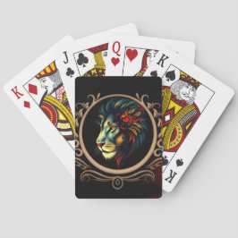 Baralho Retrato da cabeça de leão estilizado em Mandala