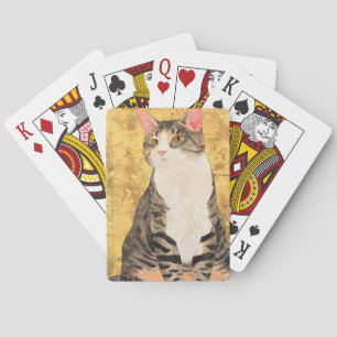 Baralho Retrato de Gato Branco da Cinza Vintage