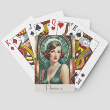 Retrato de Mulher Inspirado na Arte Deco Retro Per
