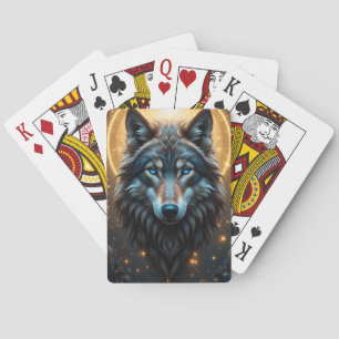 Baralho Retrato Majestoso de Lobo com Aura Dourada