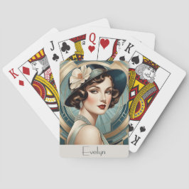 Baralho Retrato Personalizado de Senhora Retro Inspirado e