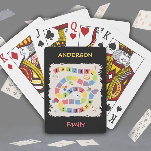 Baralho Retro Colorful Game Night Playing Cards (Deal a winning hand with these vibrant, personalized retro board game playing cards!)