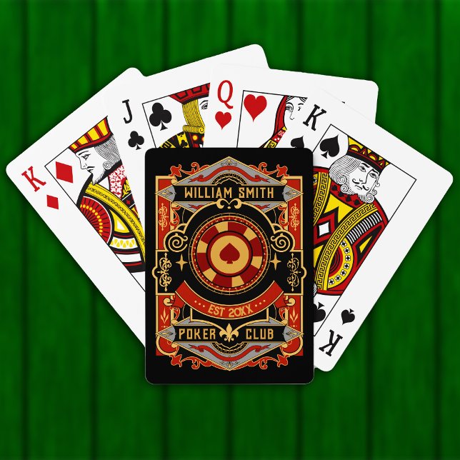 Baralho Retro de Jogo do Poker Club de Nome Personalizado (Criador carregado)