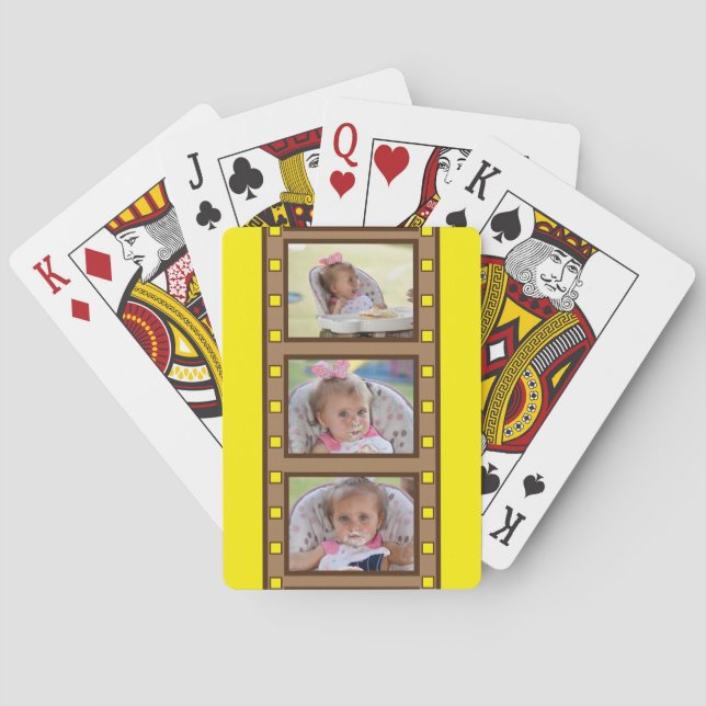 Baralho Retro Film Strip Adicionar até 3 fotos amarelas (Verso)